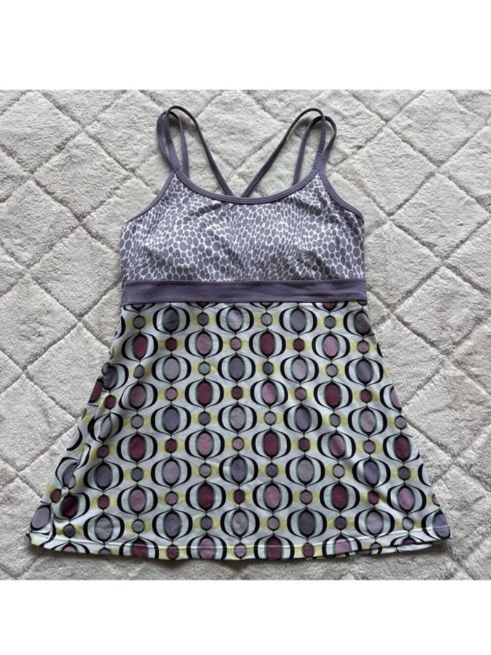 Prana | Purple & Gray Kaley Yoga Tunic Tank Shelf Bra Straps | Size Medium